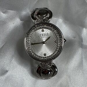 Versus Versace Victoria Harbor Silver Watch with Crystal Accents EUC